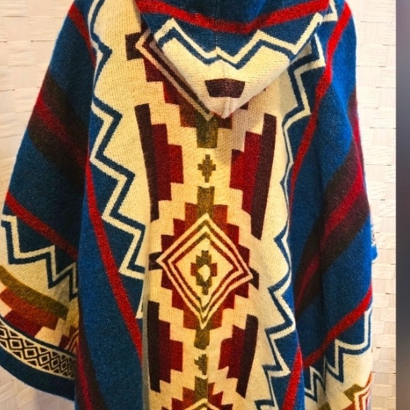 Geometric Patterned Poncho - Picture 2 of 3